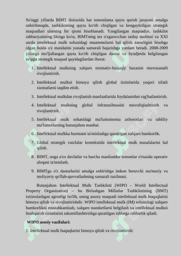 BUTUNJAHON INTELLEKTUAL MULK TASHKILOTI. O'ZBEKISTONDA PATENT HUQUQINI TA'MINLASH YO'NALISHLARI 6