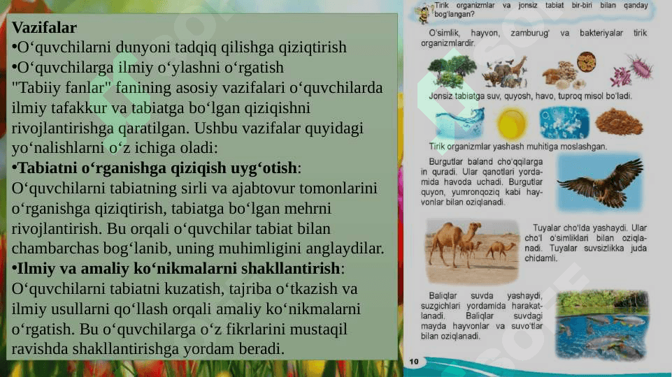 2-sinfda Tabiiy fanlar fanining maqsad va vazifalari 4