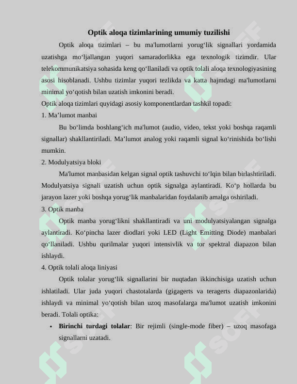 Optik aloqa tizimlarida qo'llaniladigan fotoqabulqilgichlar 4