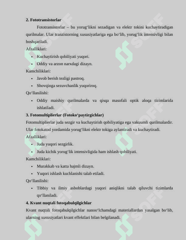 Optik aloqa tizimlarida qo'llaniladigan fotoqabulqilgichlar 8