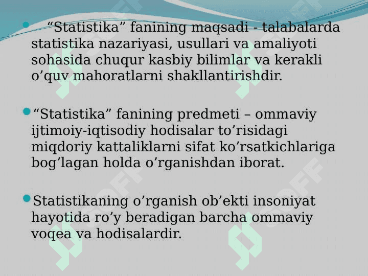 Statistika predmeti va uslubi 7