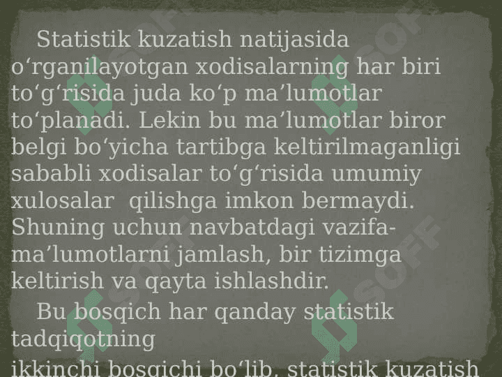 Statistik tasniflash va guruhlash uslubiyati 3