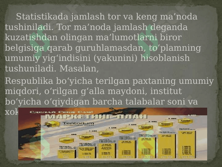 Statistik tasniflash va guruhlash uslubiyati 4