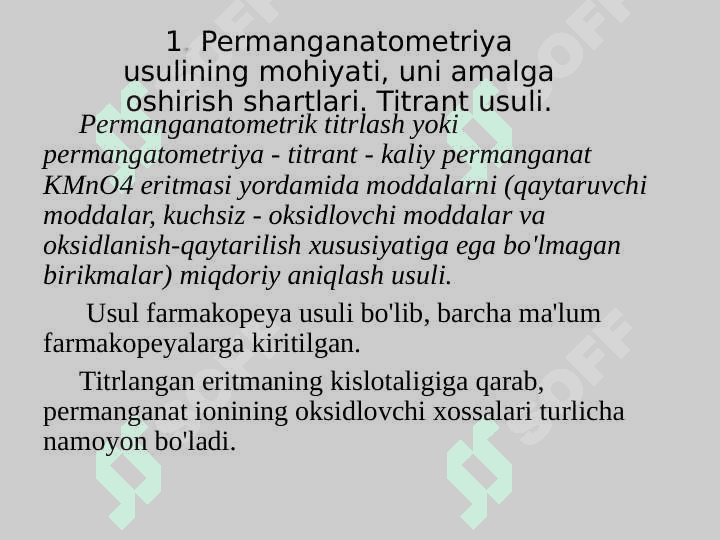 Oksidlanish-Qaytarilish titrlash metodi 2