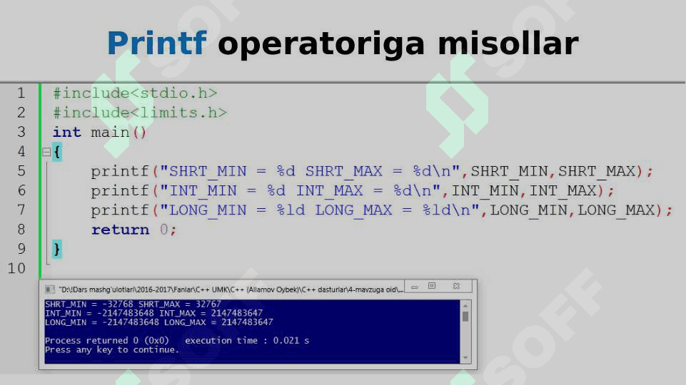 C++ da kiritish chiqarish operatorlari va arifmetik amallar 7