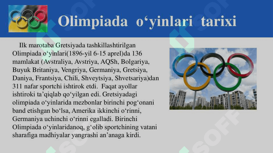Olimpiada o‘yinlari tarixi 6