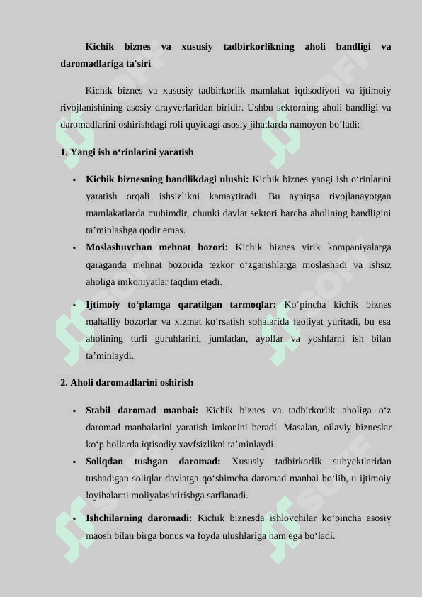 Aholi bandligi va daromadlarini oshirishda kichik biznes va xususiy tadbirkorlik subyektlari ko’rsatkichlarini ekonometrik tahlil qilish. 2