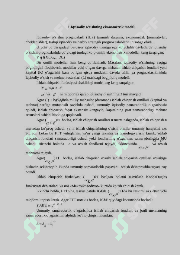 Bozor Hajmini Aniqlashda Ekonometrik Modellardan Foydalanish. 2