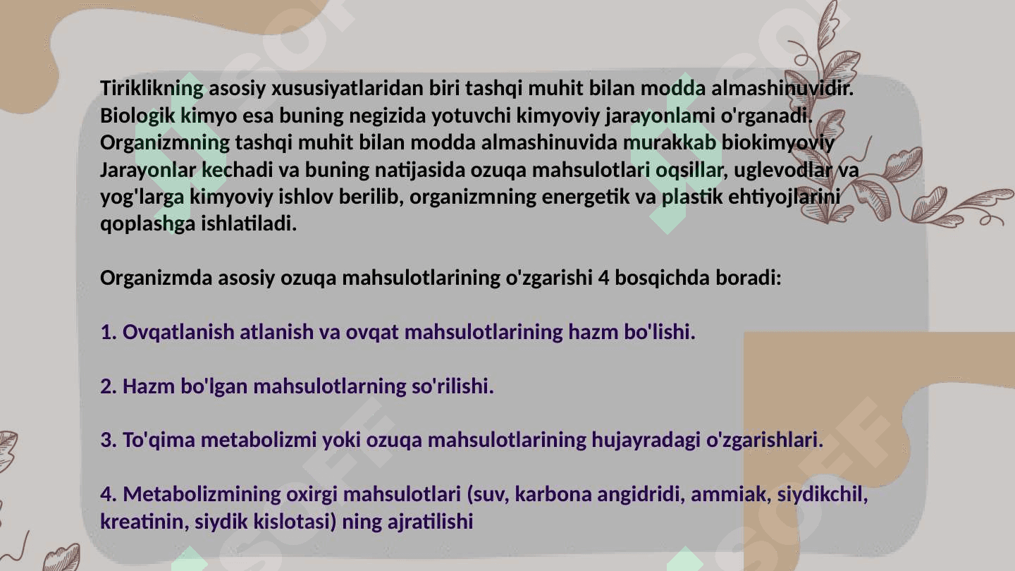 Katabolizm va anabolizm. Uning normal va patalogik holatlardagi oʻzgarishlari 2