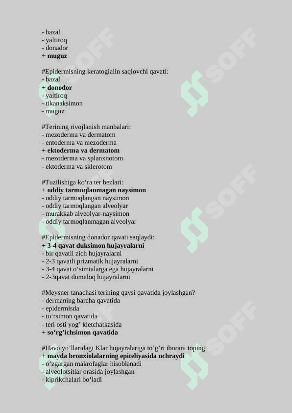 Gistologiya fanidan yakuniy savollar javoblari 2