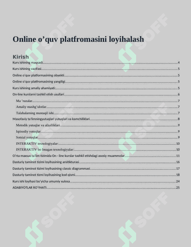 Online o’quv platfromasini loyihalash 2