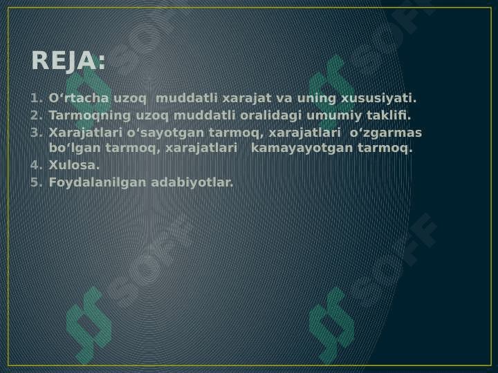 Raqobatlashuvchi firma va tarmoqning uzoq muddatli oraliqdagi muvozanati va tarmoqni taklifi 2