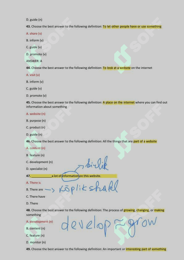 TATU BAZA ENGLISH 1 FANIDAN YAKUNIY NAZORAT SAVOLLARI 8