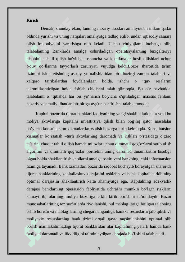 Banklarning qimmatli qog’ozlar bilan operatsiyalari va ularning hisobini tashkil etilishi. 3