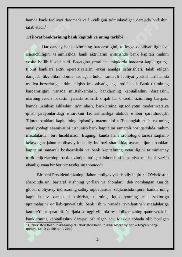 Banklarning kapitali va uning buxgalteriya hisobini yuritilishi. Banklarning kapitali va uning buxgalteriya hisobini yuritilishi. 4