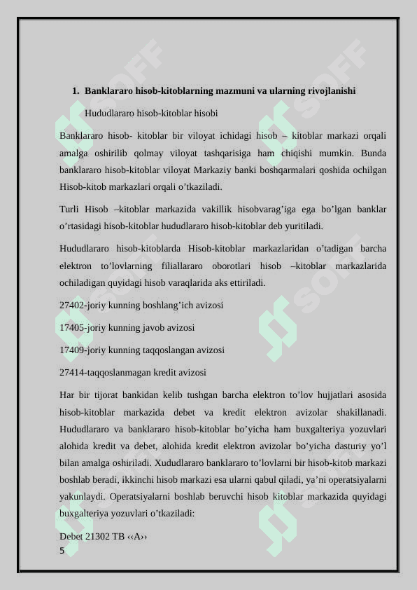 Banklarda xalqaro hisob-kitoblar hisobi 5