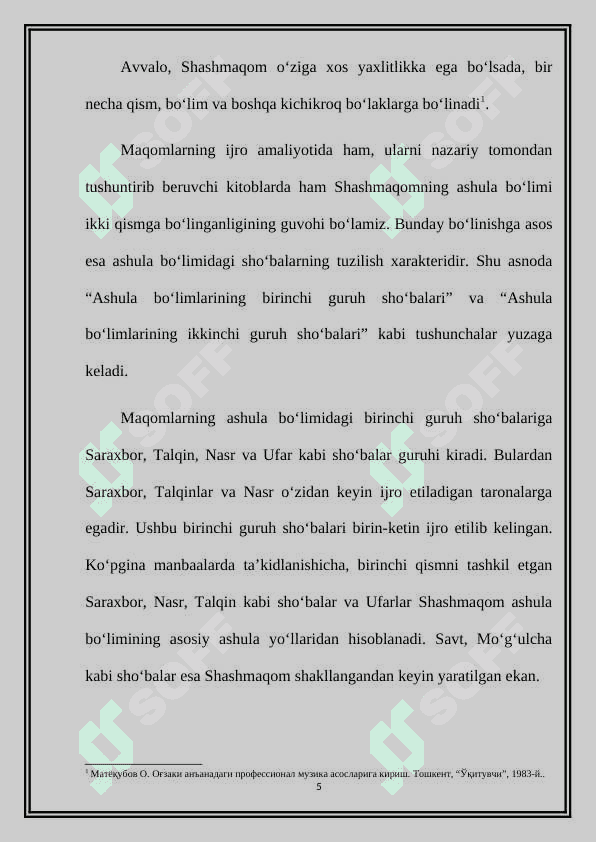 Shashmaqom ashula bo’limining ikkinchi guruh sho’balari 5