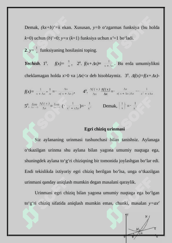 Parametrik tenglama bilan berilgan chiziq urinmasi va normali tenglamalari 6