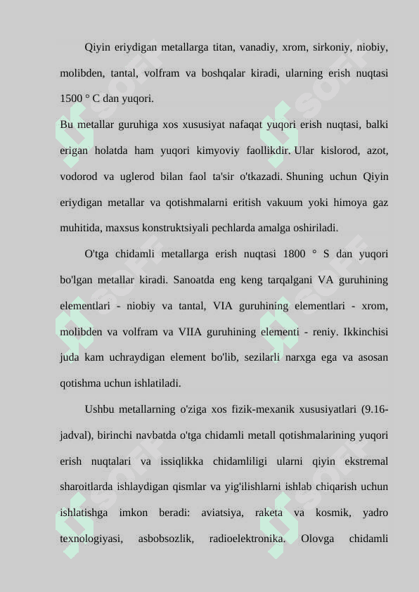 Qiyin eriydigan metallar va ularning qotishmalarini eritish. 3