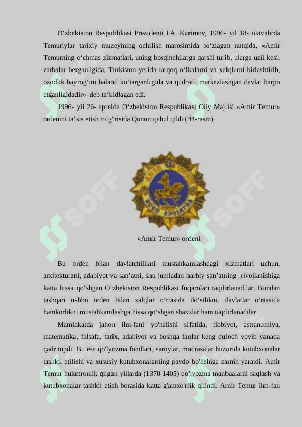 Amir Temur 1405 yilda. Ma’naviyatimiz tarixida 4