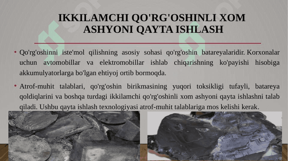 Tarkibida qo‘rg‘oshin bo‘lgan temir – tersak va chiqindilarni qayta ishlash 3