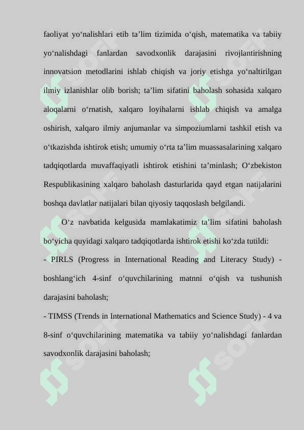 ta'lim sifatini baholash bo'yicha xalqaro tadqiqotlar 2
