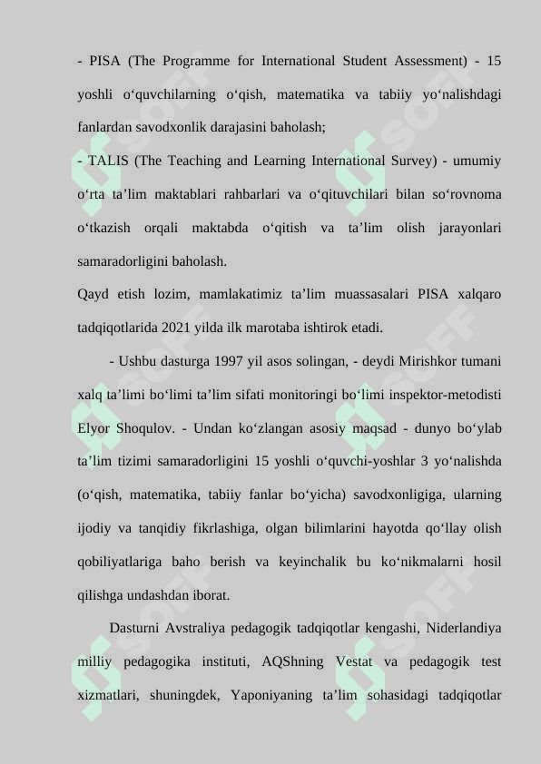 ta'lim sifatini baholash bo'yicha xalqaro tadqiqotlar 3