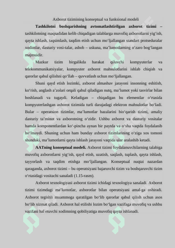 AXBOROT TIZIMLARINING TASNIFI 3