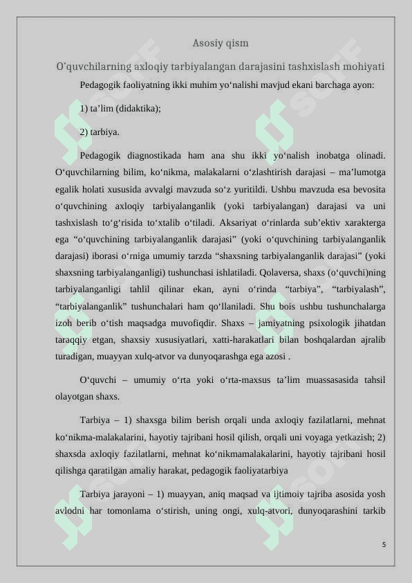 Boshlanğich sinf òquvchilarining gender jihatidan axloqiy tarbiyalanganlik darajasini aniqlash metodlari 5