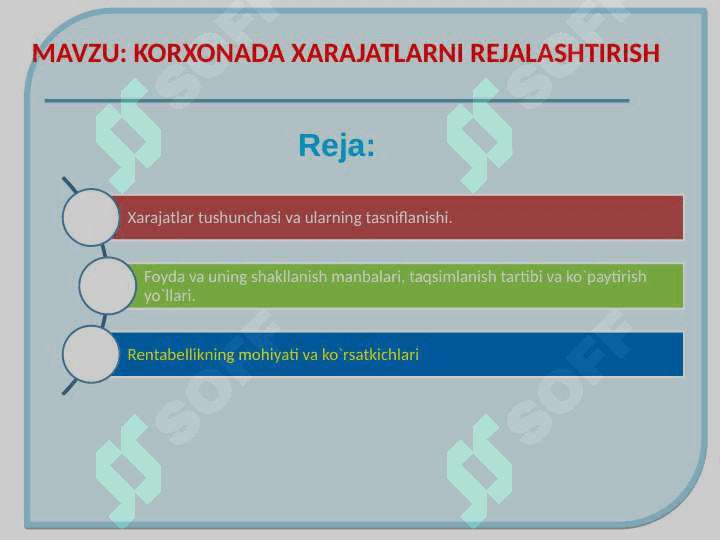 KORXONADA XARAJATLARNI REJALASHTIRISH 2