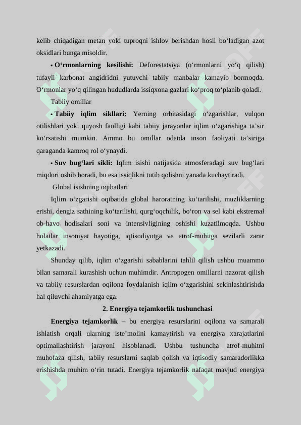 energiya tejamkorlik choralari orqali iqlim o'zgarishini 4