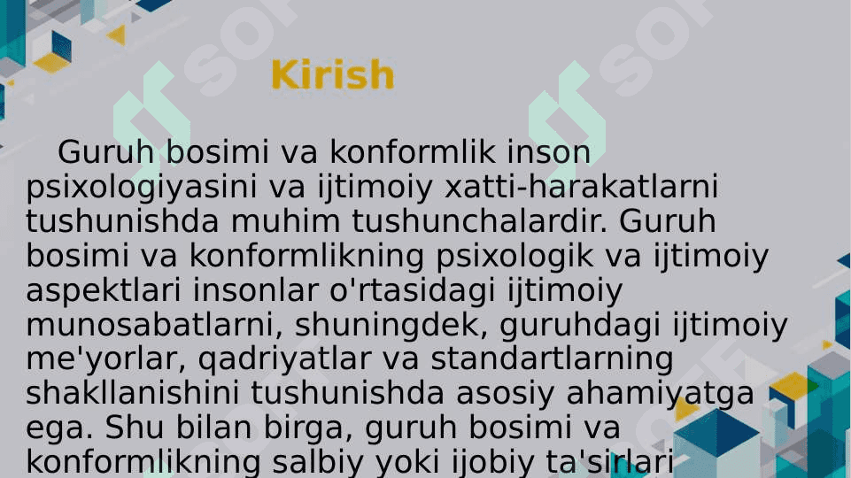 Guruh bosimi. Konformlik turlari 3