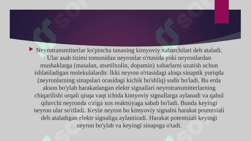 Neyromediatorlar biosintezi, ahamiyati va kasalliklari 4
