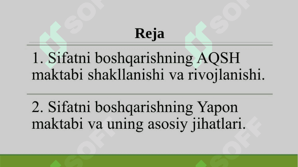 Sifatni boshqarish ilmiy maktablari shakllanishi va rivojlanishi 2
