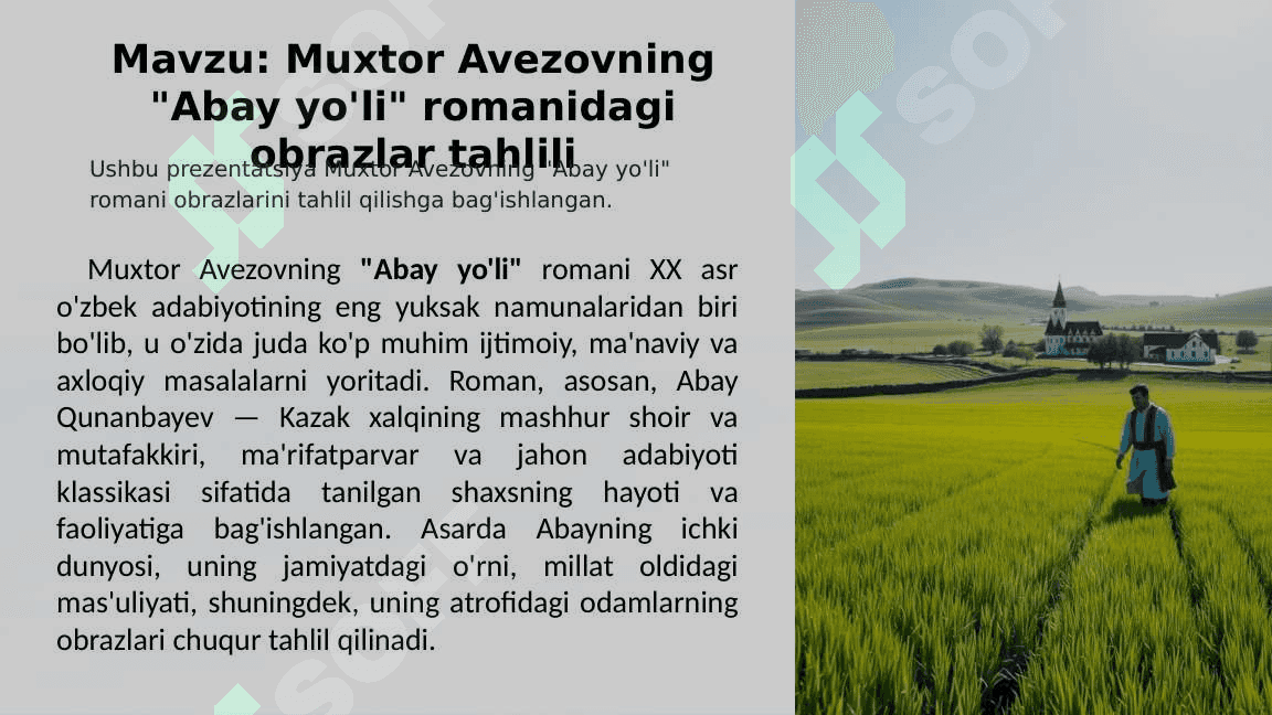 Muxtor Avezovning -Abay yo'li- romanidagi obrazlar tahlili 2