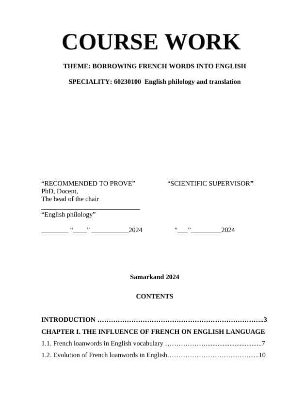 BORROWING FRENCH WORDS INTO ENGLISH