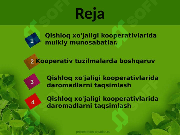 Qishloq xo'jaligi kooperativi boshqaruvning tashkiliy-huquqiy shakli sifatida 2
