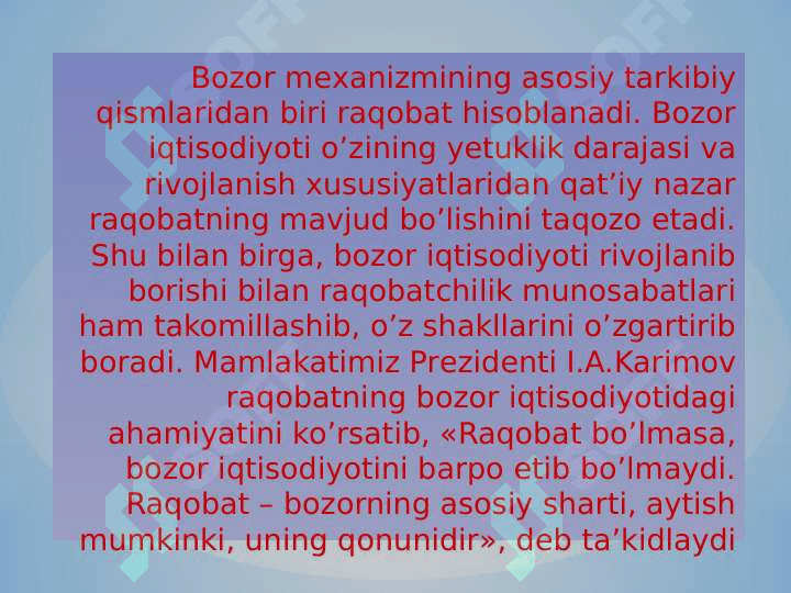 Raqobatning statistik holati va dinamikasi raqobatning statik modellari 3