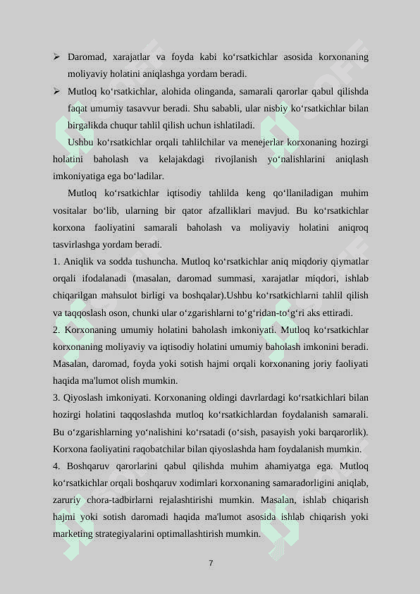 Iqtisodiy tahlilning mutloq va nisbiy ko’rsatkichlarini hisoblash usuli 8