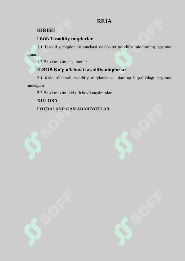 Ko’p o’lchovli absolyut uzluksiz va diskret taqsimotlar 2