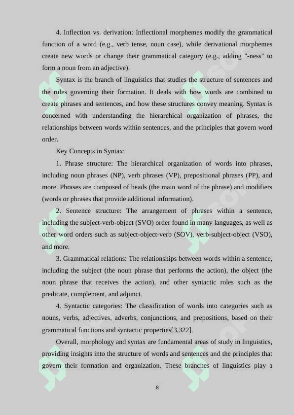 Universal grammar; evaluating its validity and impact on theoritical grammar 8