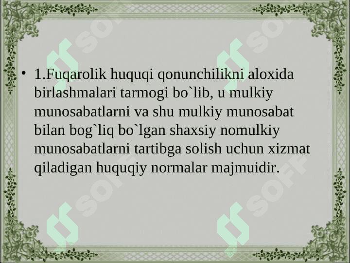 FUQAROLIK HUQUQI ASOSLARI 2