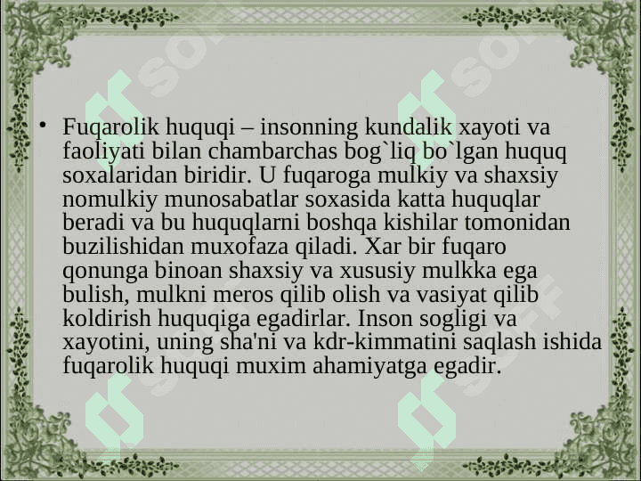 FUQAROLIK HUQUQI ASOSLARI 3