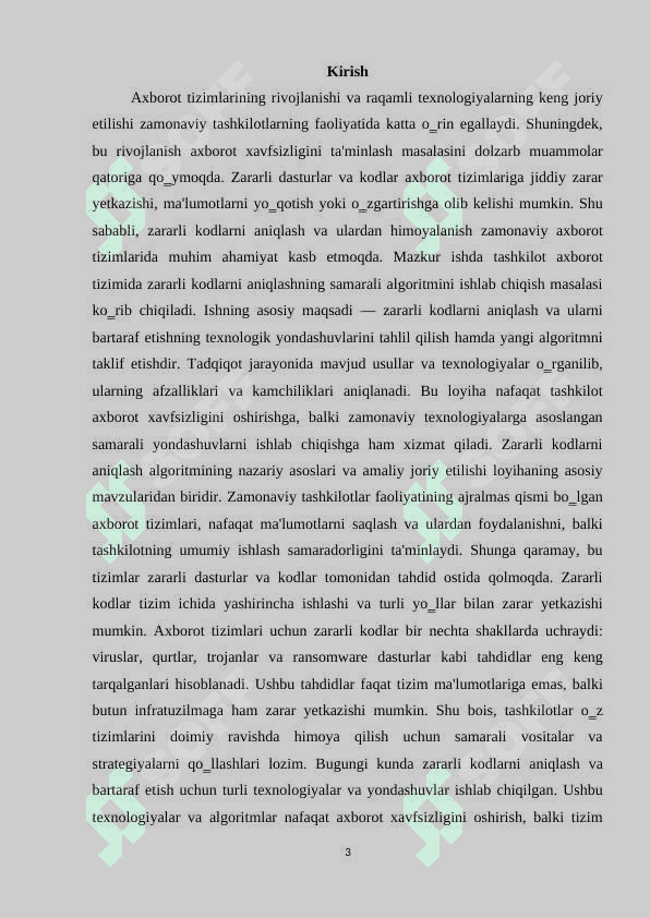 Tashkilot axborot tizimida zararli kodlarni aniqlash algoritmini ishlab chiqish 3