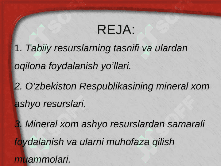 Tabiiy resurslar va ularning tasnifi 2