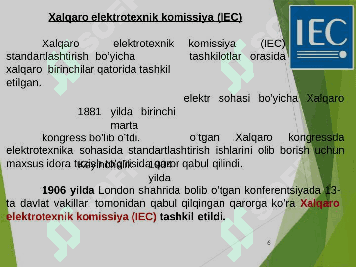 Xalqaro standartlashtirish tashkilotlari va ularning vazifalari 6