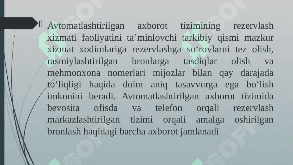 Ixtisoslashgan mehmonxonalarda bronlashtirish tizimi 6