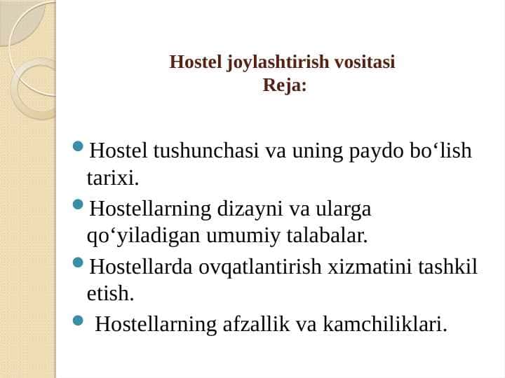 Hostel joylashtirish vositasi