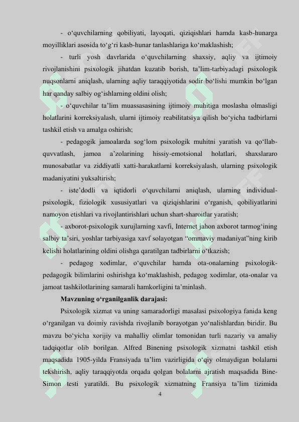 PSIXOLOGIK XIZMAT VA UNING SAMARADORLIGI 4