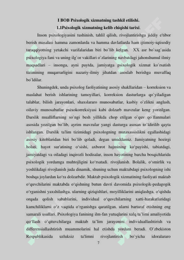 PSIXOLOGIK XIZMAT VA UNING SAMARADORLIGI 7